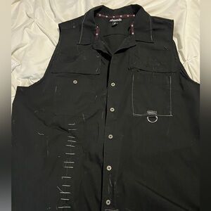 Wornstar custom distressed sleeveless Button up size XL